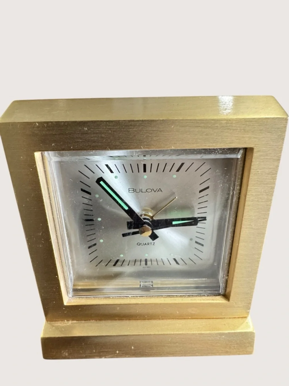 VTG Bulova Quartz Desk Clock Thermometer Pen Set Gold Tone Executive Desk Set